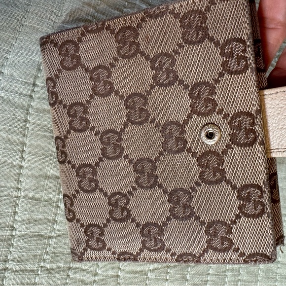 GUCCI VINTAGE ECLIPSE BIFOLD WALLET BROWN & BEIGE SIGNATURE GG - Picture 4 of 14